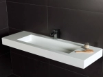 Plan vasque Design, sur mesure, Largeur 100 à 200 cm x Profondeur 40 à 60 cm, résine minérale ACRYSTONE® SOLID-SURFACE Finition lisse, Livraison Offerte et Rapide.